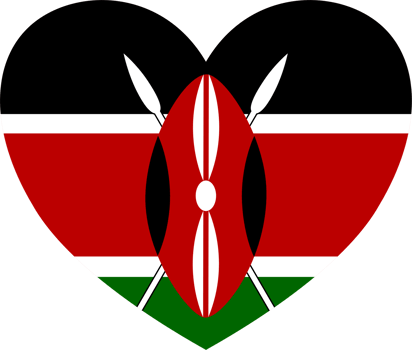Kenya flag in heart shape isolated  on  transparent  background png