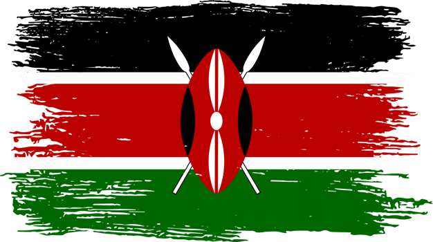 Kenya  flag on map on transparent  background or png