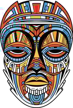 tribal mask vector illustration on isolated background, tribal masks for t-shirt design, sticker and wall art