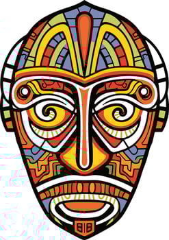 tribal mask vector illustration on isolated background, tribal masks for t-shirt design, sticker and wall art