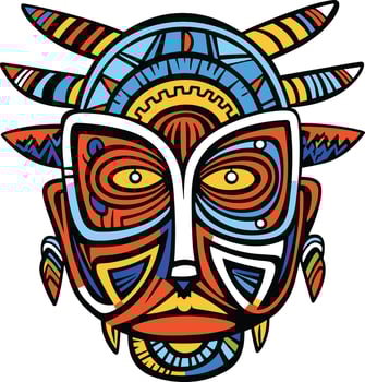tribal mask vector illustration on isolated background, tribal masks for t-shirt design, sticker and wall art