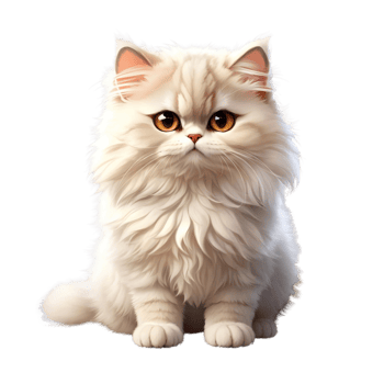 a white cat with big eyes on a transparent background. ai generated. png