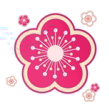 Vector pink sakura flower badge chinese traditional symbol