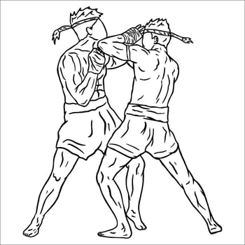 line art  illustration vector muay thai