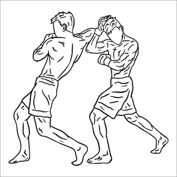 line art  illustration vector muay thai