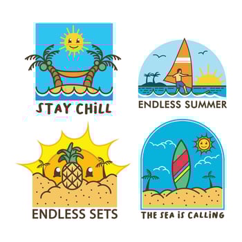 Beach Holiday Bold Line Graphic vector