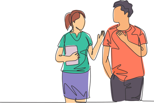 One continuous line drawing of young happy male and female couple take a talk and walk after course. Romantic lover relationship concept. Modern single line draw design illustration graphic png