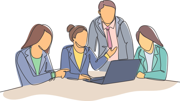 One single line drawing of young happy female CEO presenting new technology innovation to the members at the office. Startup work life. Concept continuous line draw design graphic illustration png