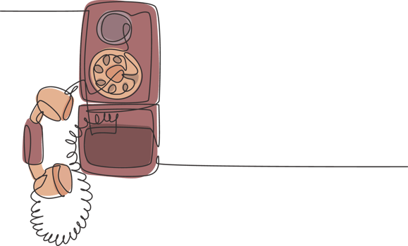 One continuous line drawing of old vintage analog wall telephone to communicate. Retro classic telecommunication device concept single line graphic draw design illustration png