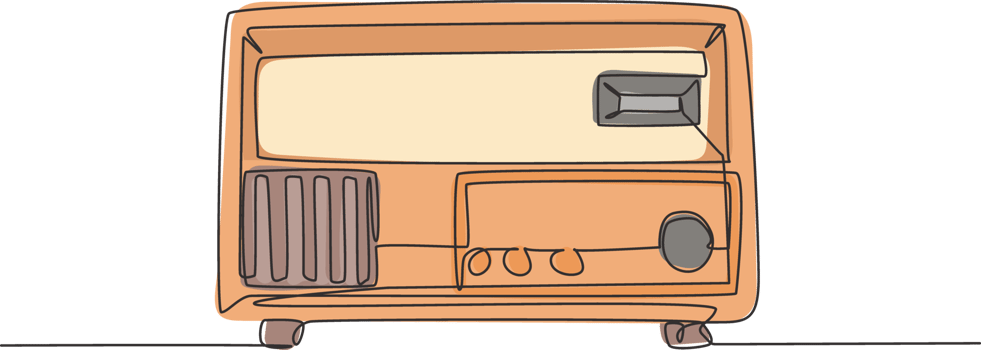 Single continuous line drawing of retro old fashioned analog radio. Classic vintage broadcaster technology concept. Music player one line draw design graphic illustration png