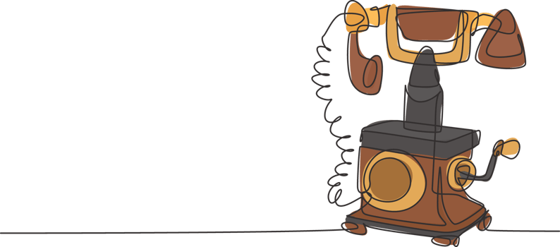 One continuous line drawing of old vintage analog wall telephone to communicate. Retro classic telecommunication device concept single line draw design illustration graphic png