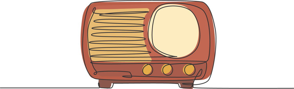 One continuous line drawing of retro old classic radio player. Vintage analog audio speaker item concept single line draw design graphic illustration png