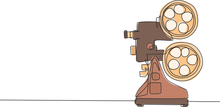 Single continuous line drawing of retro old classic video player. Vintage analog movie projector item concept one line draw design graphic illustration png