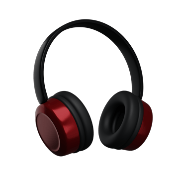 3d. Realistic red headphone isolated on transparent background. png