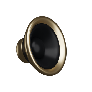 3d. Realistic gold loudspeaker isolated on transparent background. png