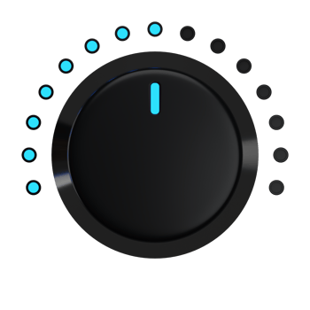 3d. Realistic volume button with blue light isolated on transparent background. png