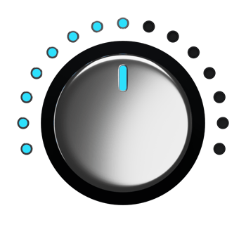 3d. Realistic volume button with blue light isolated on transparent background. png