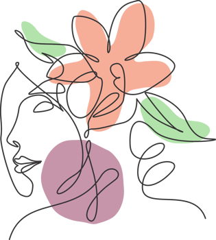 Single continuous line drawing pretty woman face with flowers. Nature beauty botanical print concept for wall decor print. Portrait minimalist. Trendy one line draw design graphic illustration png
