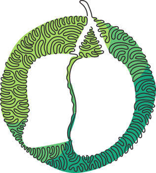 Continuous one line drawing healthy organic mangoes for orchard logo identity. Fresh tropical fruitage concept for fruit garden icon. Swirl curl circle style. Single line draw design png