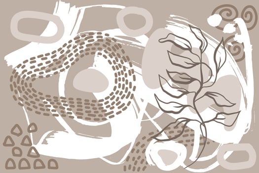 Grunge Dry Brush Abstract Contemporary Light Beige Leaves Pattern vector