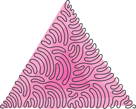 Single one line drawing triangle icon on. Flat style. Triangle icon for your web site design, logo. Triangle symbol or sign. Swirl curl style. Continuous line draw illustration png