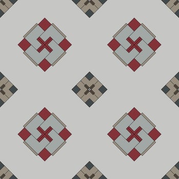Vector abstract geometrical shape seamless pattern on grey background for fabric, wrapping, wallpaper, textile