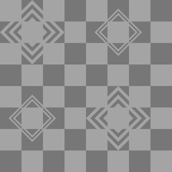 Checkered pattern in monochrome color. Seamless gray background, thick and thin lines, diamond shape. Texture design for fabric, tile, cover, poster, textile, flyer, banner, wall. Vector illustration.