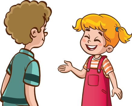 two cute kids talking cartoon vector