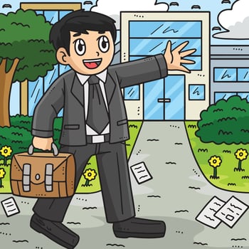 Labor Day Office Worker Colored Cartoon vector