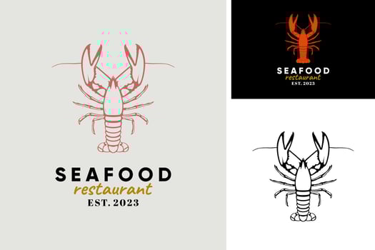 Seafood Restaurant Logo With Lobster Crawfish vector