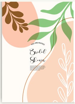 Floral wedding cards, invitation template leaves, and flowers vector