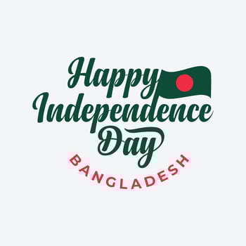 Happy Independence Day of Bangladesh Vector illustration. Bangladesh national flag isolated on white background. Independence day typography and lettering banner, poster, greeting card template design