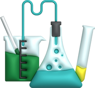 3D icon. Isolated flask or flask for chemistry. Laboratory glassware for medical or scientific education .Minimalist style icons png