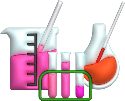 3D icon. Isolated flask or flask for chemistry. Laboratory glassware for medical or scientific education .Minimalist style icons png