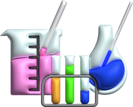 3D icon. Isolated flask or flask for chemistry. Laboratory glassware for medical or scientific education .Minimalist style icons png