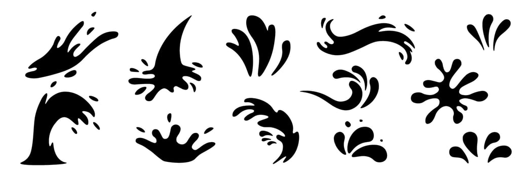 Drop water silhouette set. Liquid splash water set vector
