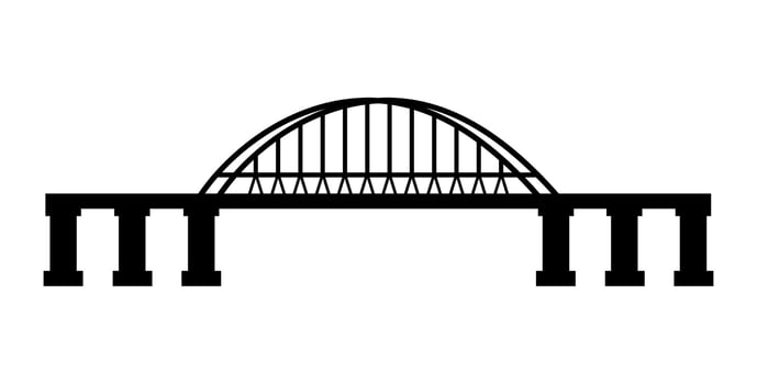 The bridge with an arch. Black silhouette. Flat simple illustration. vector