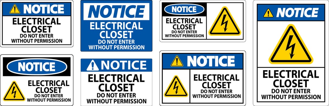 Notice Sign Electrical Closet - Do Not Enter Without Permission vector