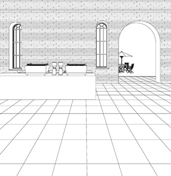 3D illustration of coffee shop vector