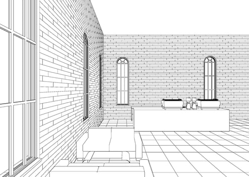 3D illustration of coffee shop vector