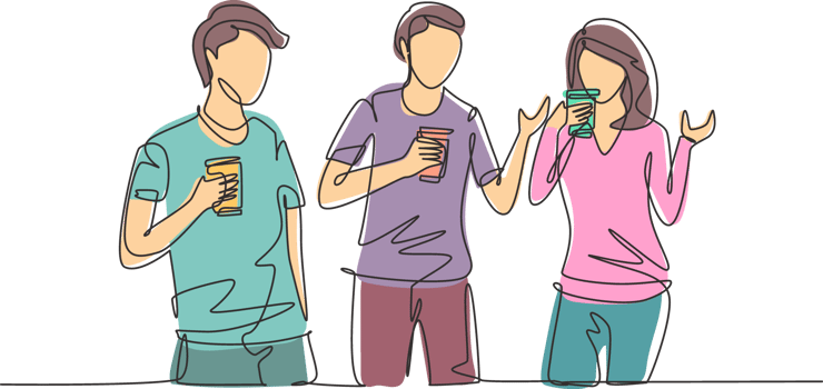 Single one line drawing teens drink soda to celebrate their friendship by celebrating a party at park. Happy relaxing moment concept. Modern continuous line draw design graphic illustration png