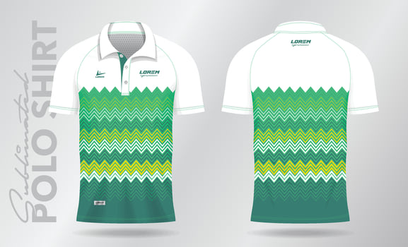 green yellow sublimation Polo Shirt mockup template design for badminton jersey, tennis, soccer, football or sport uniform vector