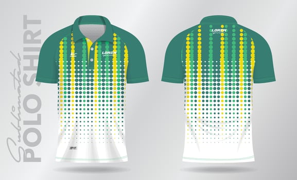 green yellow sublimation Polo Shirt mockup template design for badminton jersey, tennis, soccer, football or sport uniform vector
