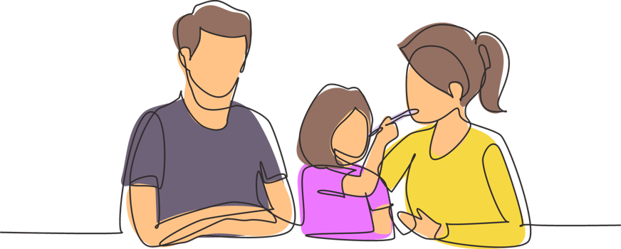 Single continuous line drawing young family having fun together in modern restaurant. Daughter feeds her mother with love. Happy little family concept. One line draw graphic design illustration png
