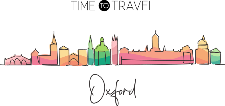 Single one line drawing Oxford city skyline, England. World historical town landscape. Best holiday destination postcard print. Editable stroke trendy continuous line draw design illustration png