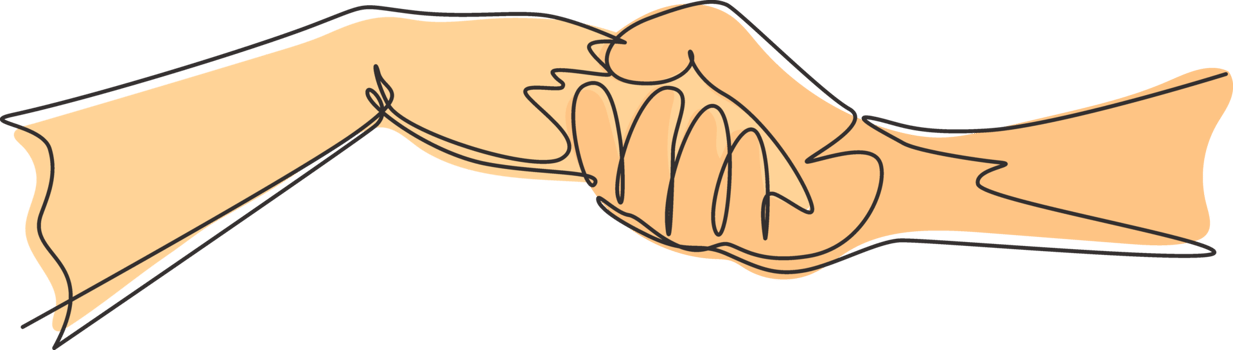 Single one line drawing man and woman holding their hands. Sign or symbol of love, caring, friendship. Communication with hand gestures. Modern continuous line draw design graphic illustration png