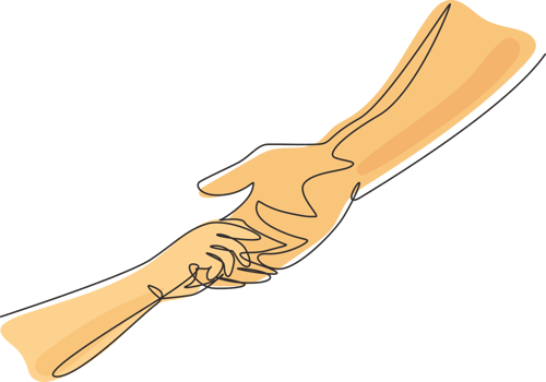 Continuous one line drawing father giving hand to child. Childhood with family. Daughter have bonding with her father. Hero father and family pride. Single line draw design graphic illustration png