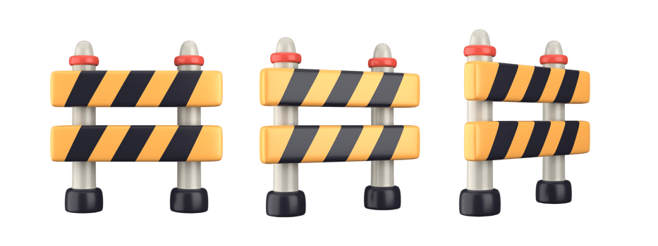 Roadblocks isolated on white background. Labor day. 3d rendering png