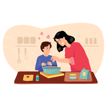 Mother and Child Baking Together Mothers Day Color 2D Illustrations png