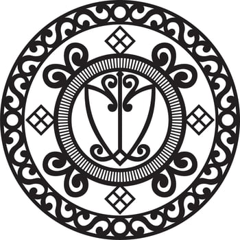 Vector monochrome Yakut mascot Fox nose Amulet, the mascot of the peoples of the Far North. Defender. Talisman for wealth, business luck